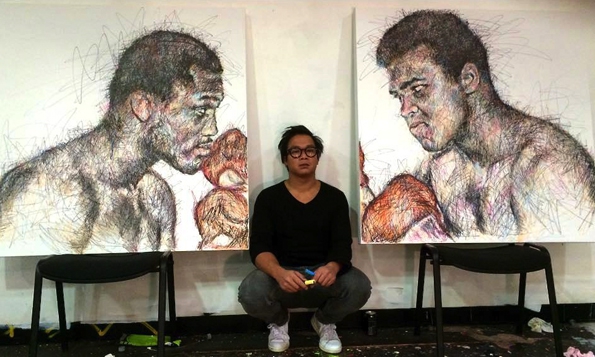 hom nguyen,hom,art contemporain,contemporain,projet,artist,artiste,paris,œuvre,exposition,curator,artiste contemporain,painting,peinture,atelier,jean-marc mormeck,boxe,le combat du siècel,galerie a2z,paris