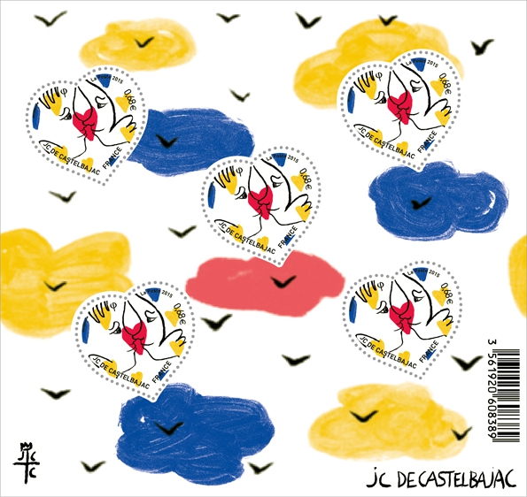 jean charles de castelbajac,jcdc,la poste,philatélistes,philatélie,timbres,timbre,fête,marketing,saint valentin,amour,lettre,passion,déclaration d'amour,2015,collection,collector,love,stamps,luxe,luxury,mode,france,french,art de vivre,savoir vivre,savoir faire,fashion,collaboration,création,édition limitée,art,dessin,illustration