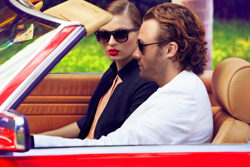 Carola Remer,Max Abadian,fashion,editorial,éditorial,mode,lookbook,spring,summer,printemps,été,le chateau,mercedes-benz,voiture,car,sexy,mode,fashion,luxe,luxury,color,turquoise,sunglasses,glamour