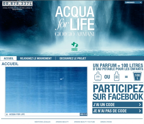 acqua for life,giorgio armani,acqua di gio,acqua di gioa,opération,humanitaire,care,water,green cross international