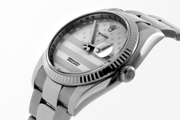 Stampd,Rolex Oyster Perpetual Datejust,Stampd,Rolex,Oyster,Perpetual,Datejus,swiss,luxury,luxe,watch,watches,montres,montre,stars & stripes,flag,drapeau,bannière étoilées,or blanc,gold,acier,steel,barack obama,mitt romney,ouragan sandy,élections présidentielles,usa,états-unis,stampd label,california,californie,fashion,mode,los angeles,limited edition,édition limitée